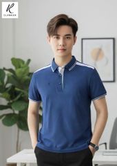 Áo Polo Thể Thao Cao Cấp Clanker 05 Nam Nữ Màu Xanh Than Viền Trắng
