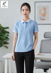 Áo Polo Thể Thao Cao Cấp Clanker 08 Nam Nữ Màu Xanh Cổ Trắng Viền