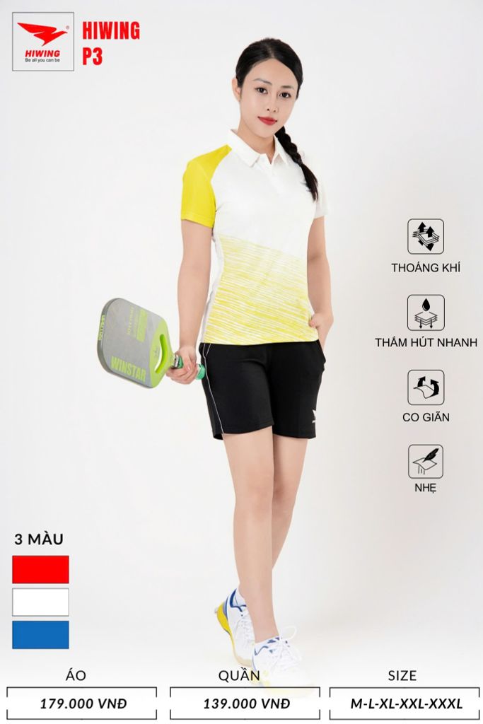 Áo Pickleball, Cầu Lông Hiwing P3 –  Màu Vàng