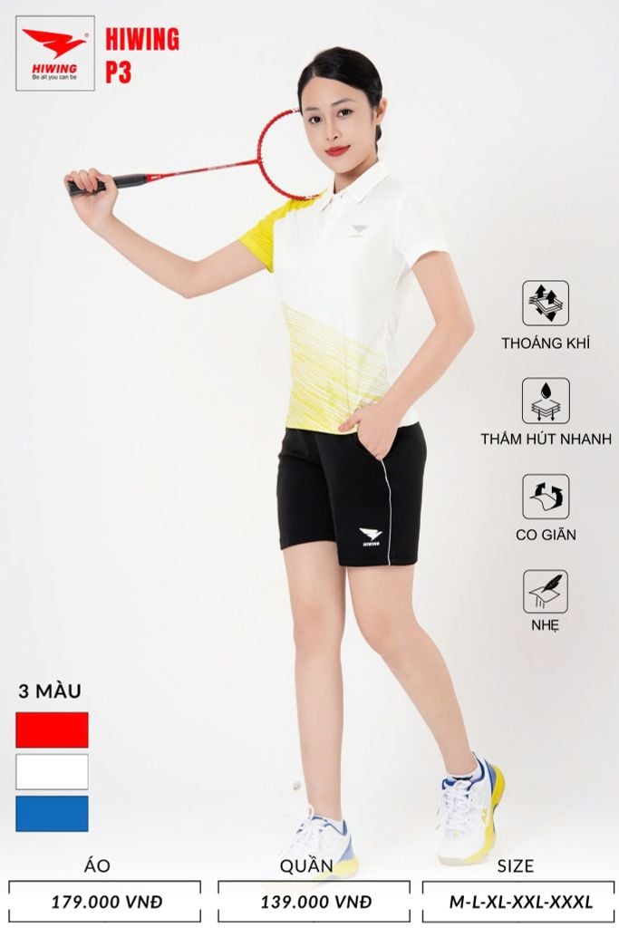 Áo Pickleball, Cầu Lông Hiwing P3 –  Màu Vàng