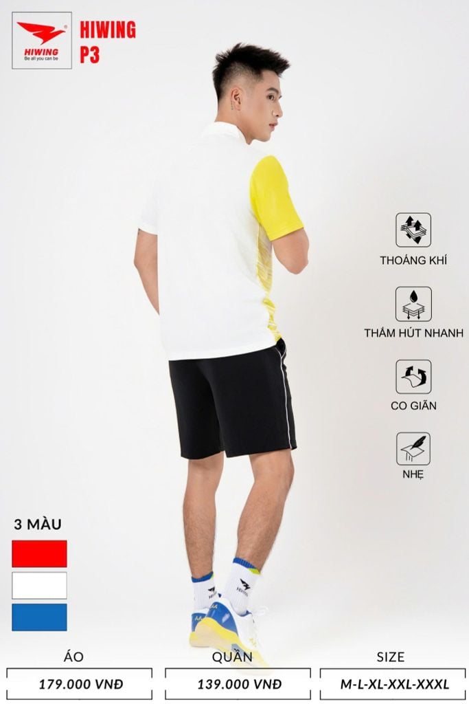 Áo Pickleball, Cầu Lông Hiwing P3 –  Màu Vàng