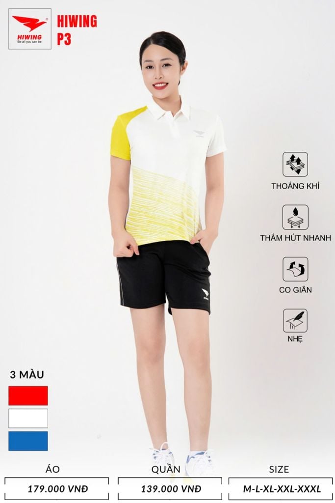 Áo Pickleball, Cầu Lông Hiwing P3 –  Màu Vàng