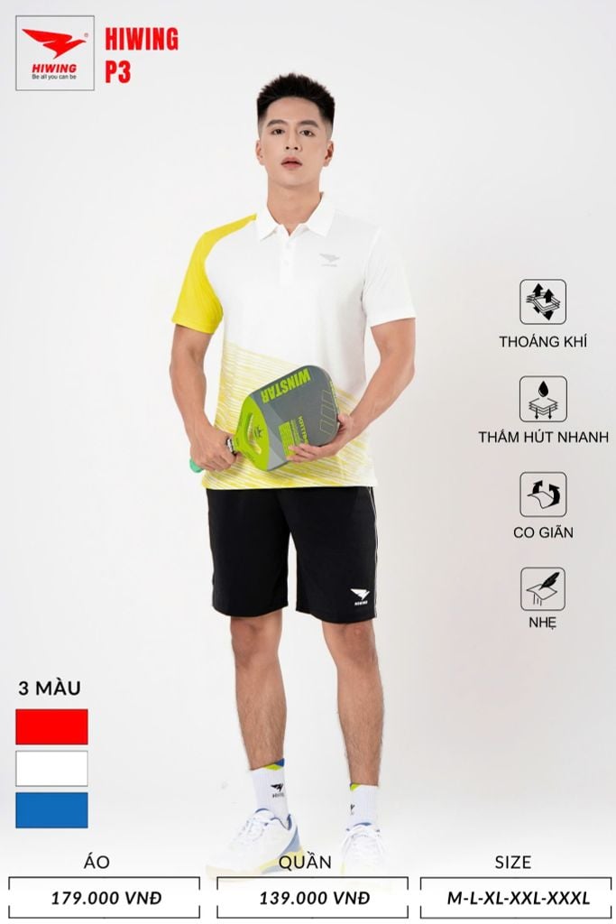 Áo Pickleball, Cầu Lông Hiwing P3 –  Màu Vàng