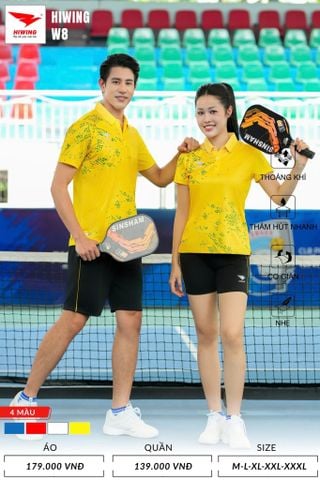 Áo Cầu Lông , Pickleball Hiwing W8 - Màu Vàng