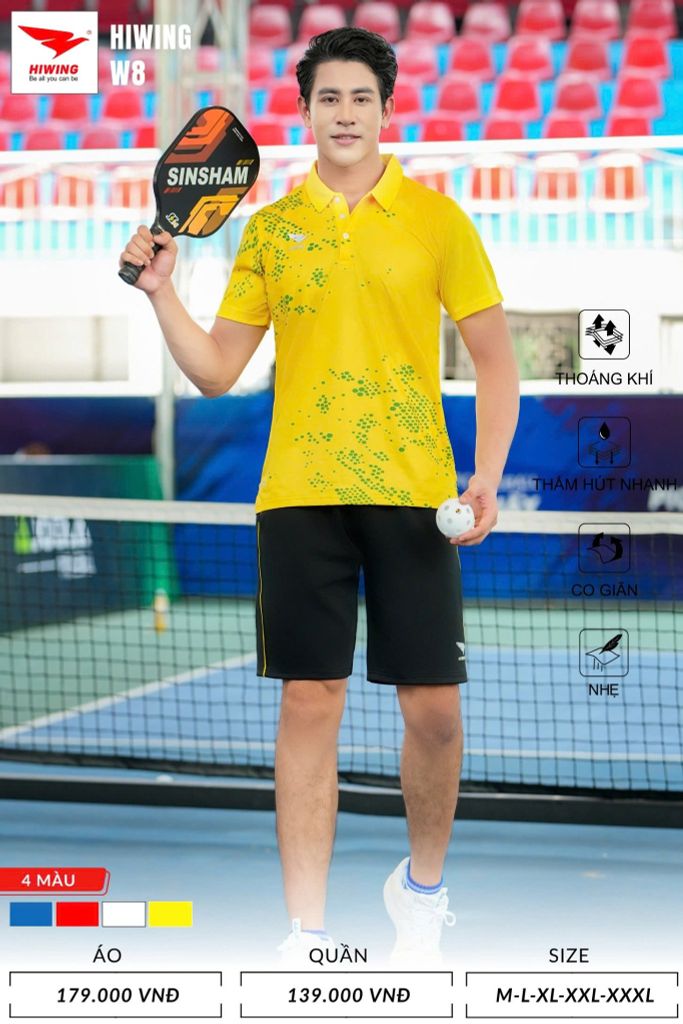 Áo Cầu Lông , Pickleball Hiwing W8 - Màu Vàng