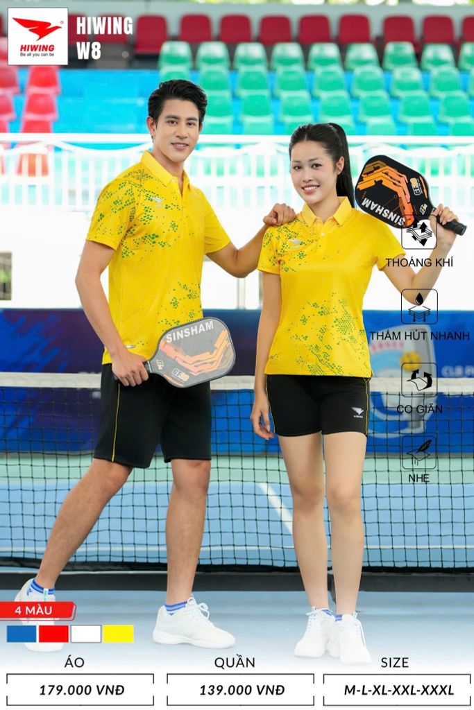 Áo Cầu Lông , Pickleball Hiwing W8 - Màu Vàng