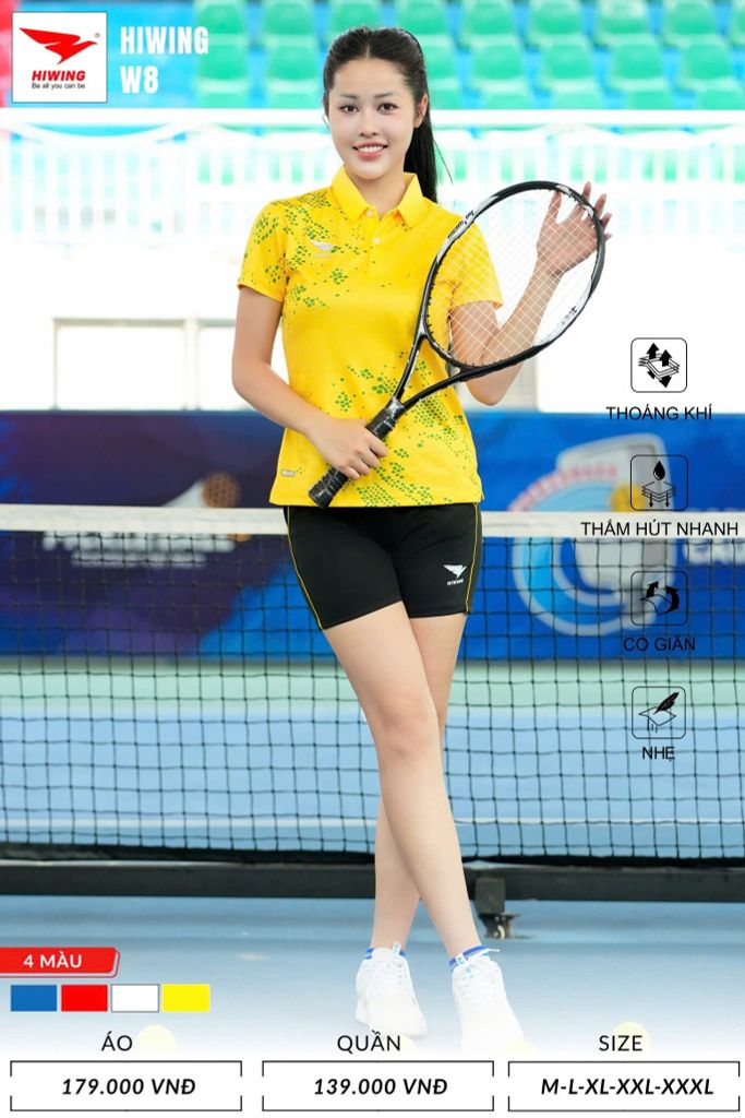 Áo Cầu Lông , Pickleball Hiwing W8 - Màu Vàng
