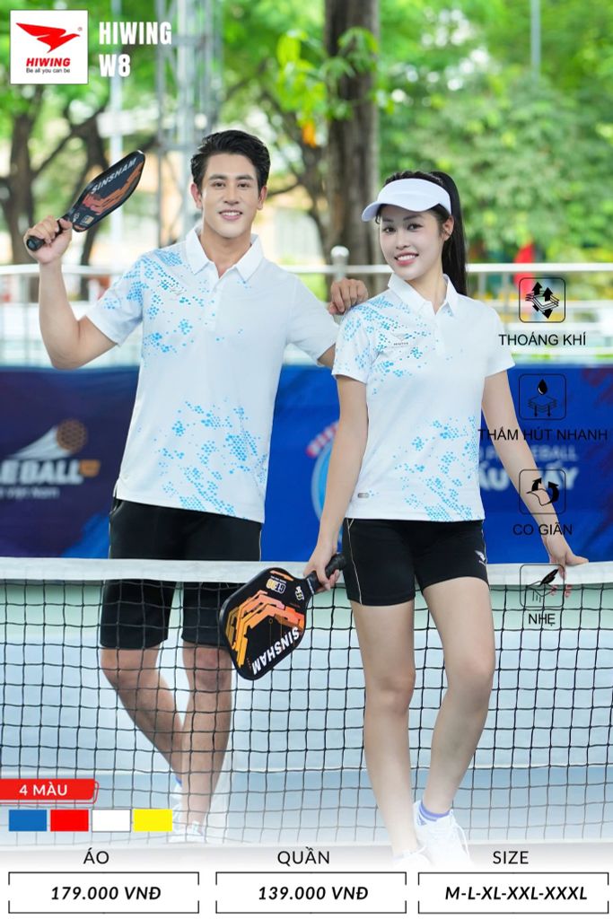 Áo Cầu Lông , Pickleball Hiwing W8 - Màu Trắng