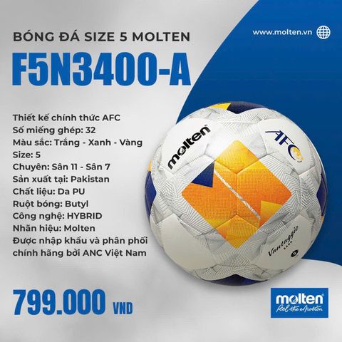 Bóng đá Molten F5N3400-A size 5
