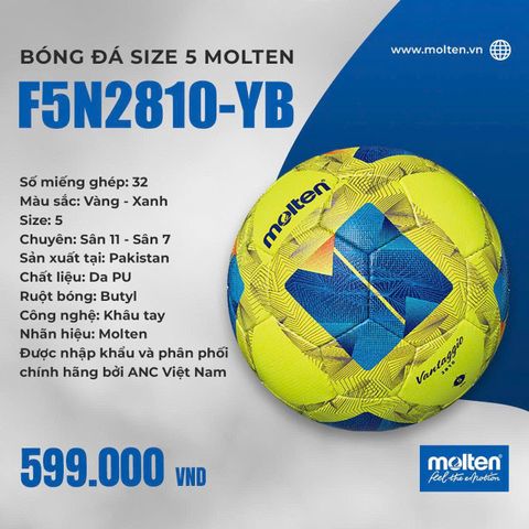Bóng đá Molten F5N2810-YB Size 5 Màu Vàng