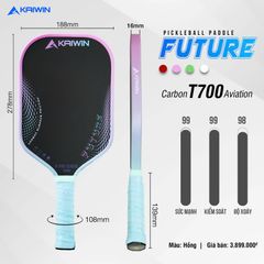 Vợt Pickleball Kaiwin Future T700 16mm Màu Hồng