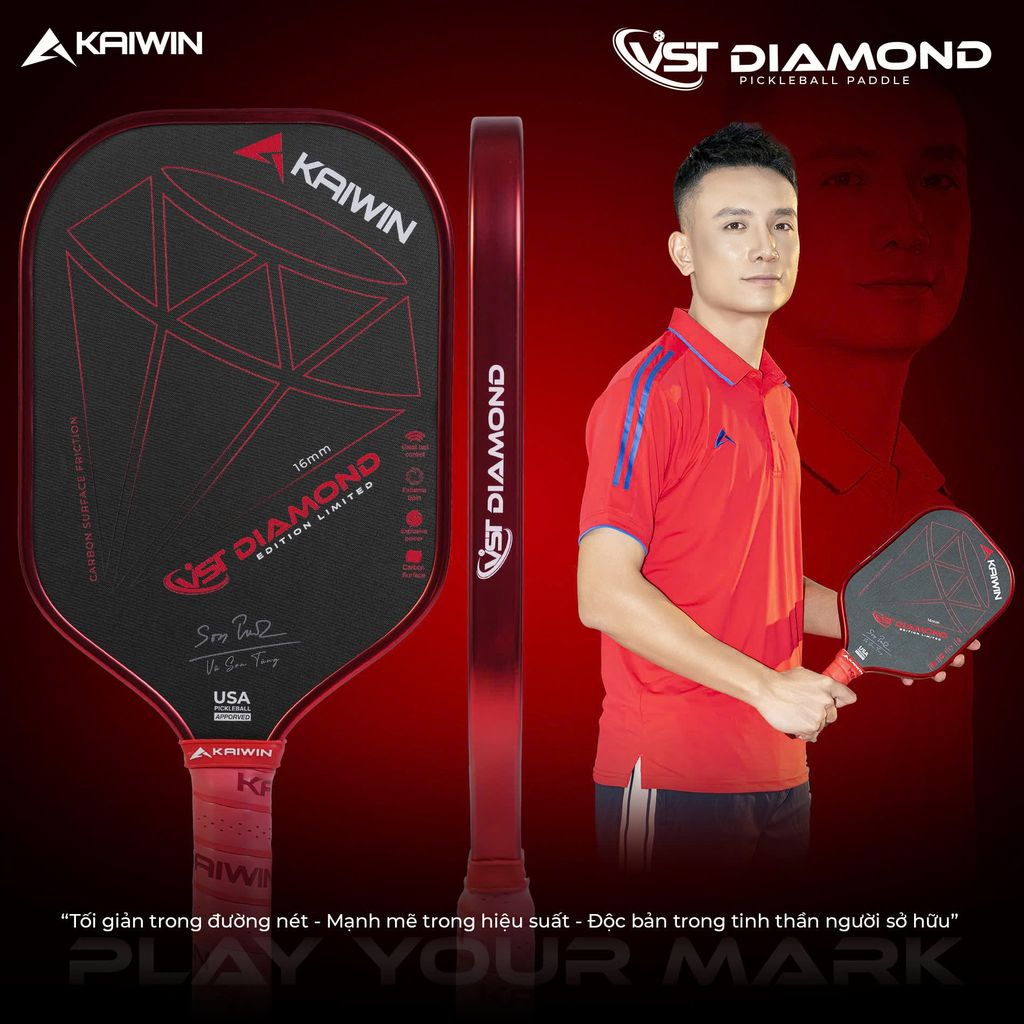 Vợt Pickleball Kaiwin DIAMOND VST Màu Đỏ