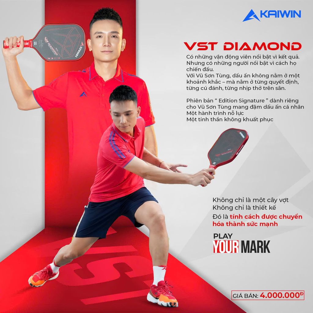 Vợt Pickleball Kaiwin DIAMOND VST Màu Đỏ