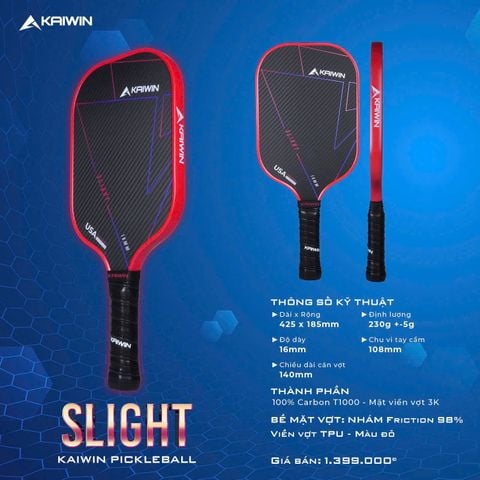 Vợt Pickleball Kaiwin Slight T1000 16mm Màu Đỏ