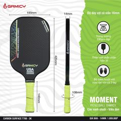 Vợt Pickleball Kaiwin Gamicy Moment T700 3K 14mm Màu Xanh Chuối