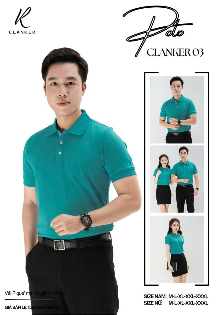 Áo Polo Thể Thao CLANKER 03 Màu Xanh Lý