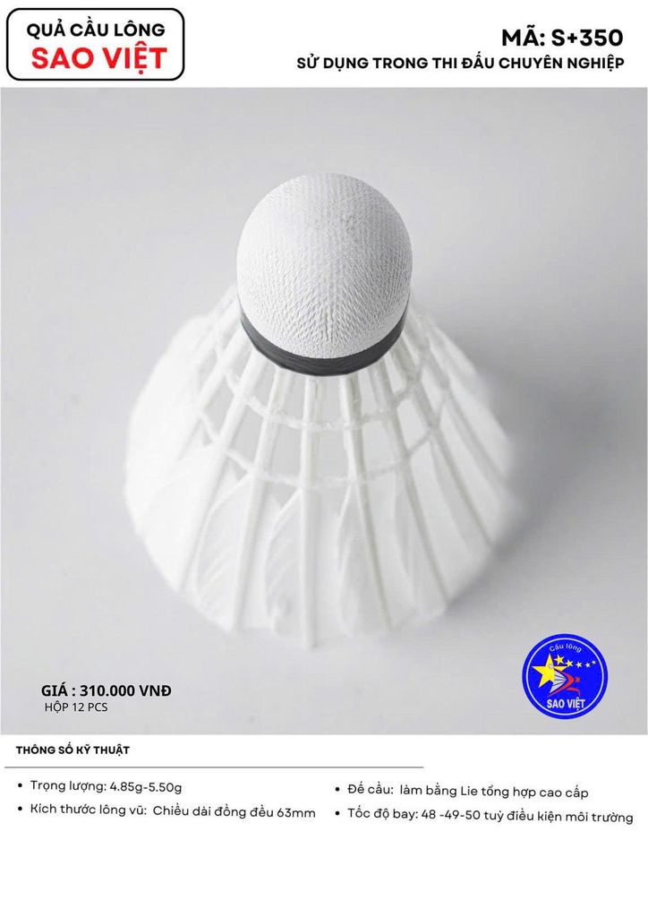 Hộp Cầu Lông Thi Đấu Sao Việt S350
