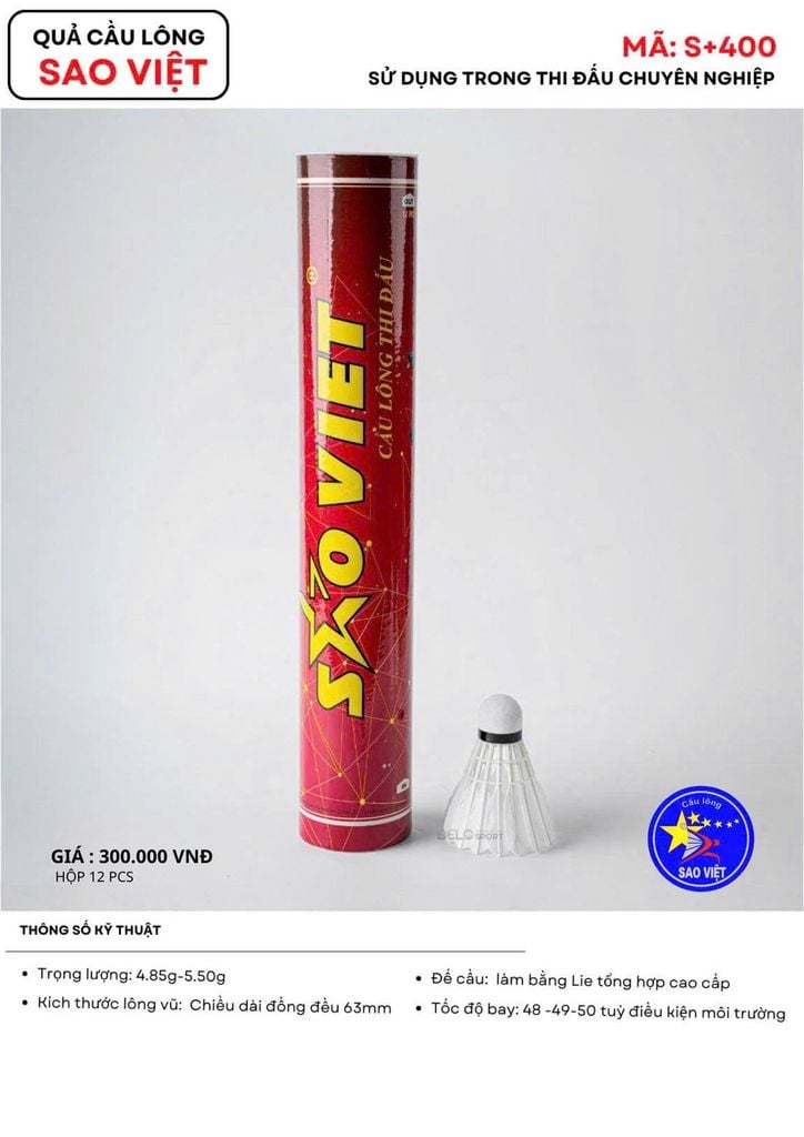 Hộp Cầu Lông Thi Đấu Sao Việt S400