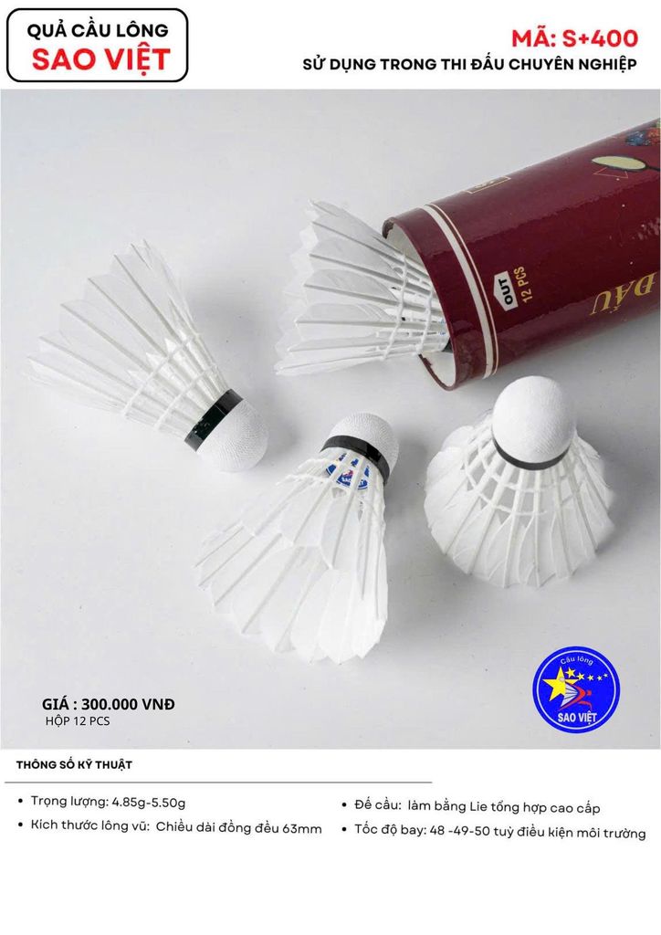 Hộp Cầu Lông Thi Đấu Sao Việt S400