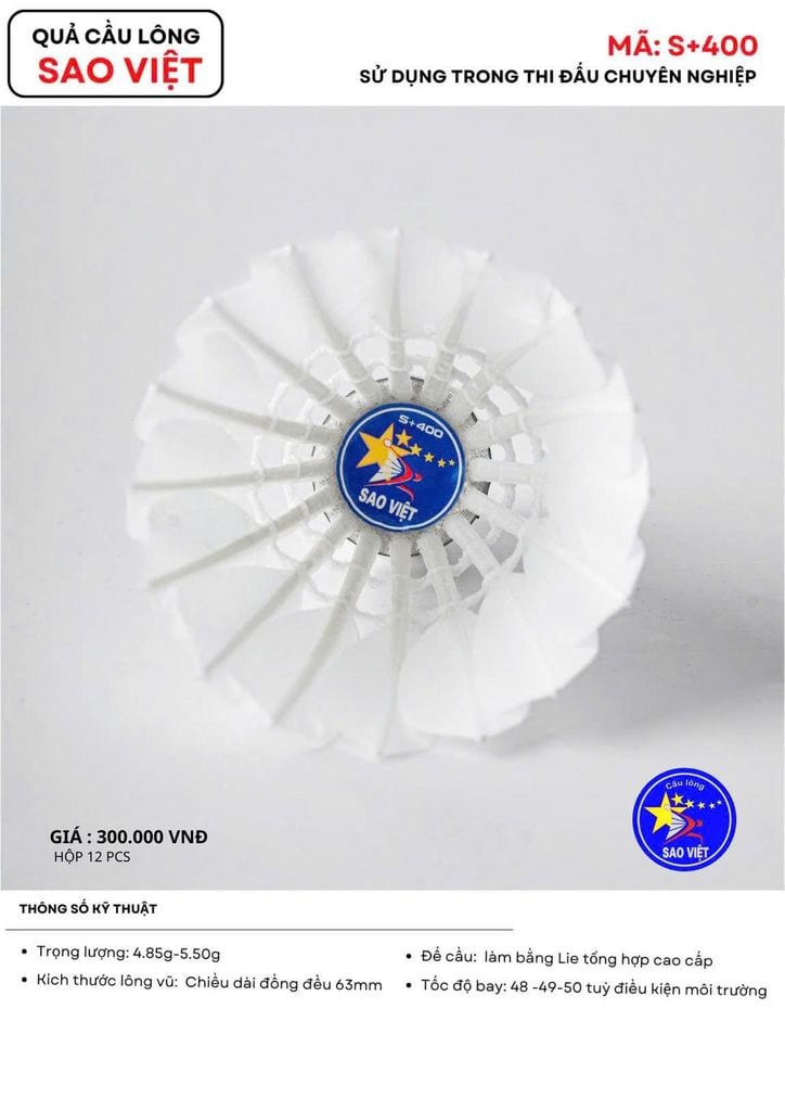 Hộp Cầu Lông Thi Đấu Sao Việt S400