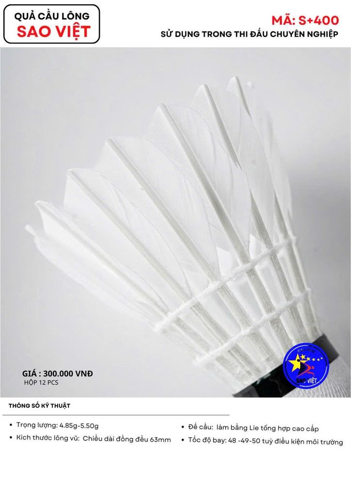 Hộp Cầu Lông Thi Đấu Sao Việt S400