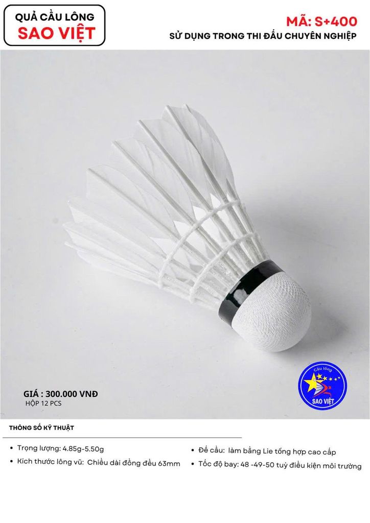 Hộp Cầu Lông Thi Đấu Sao Việt S400