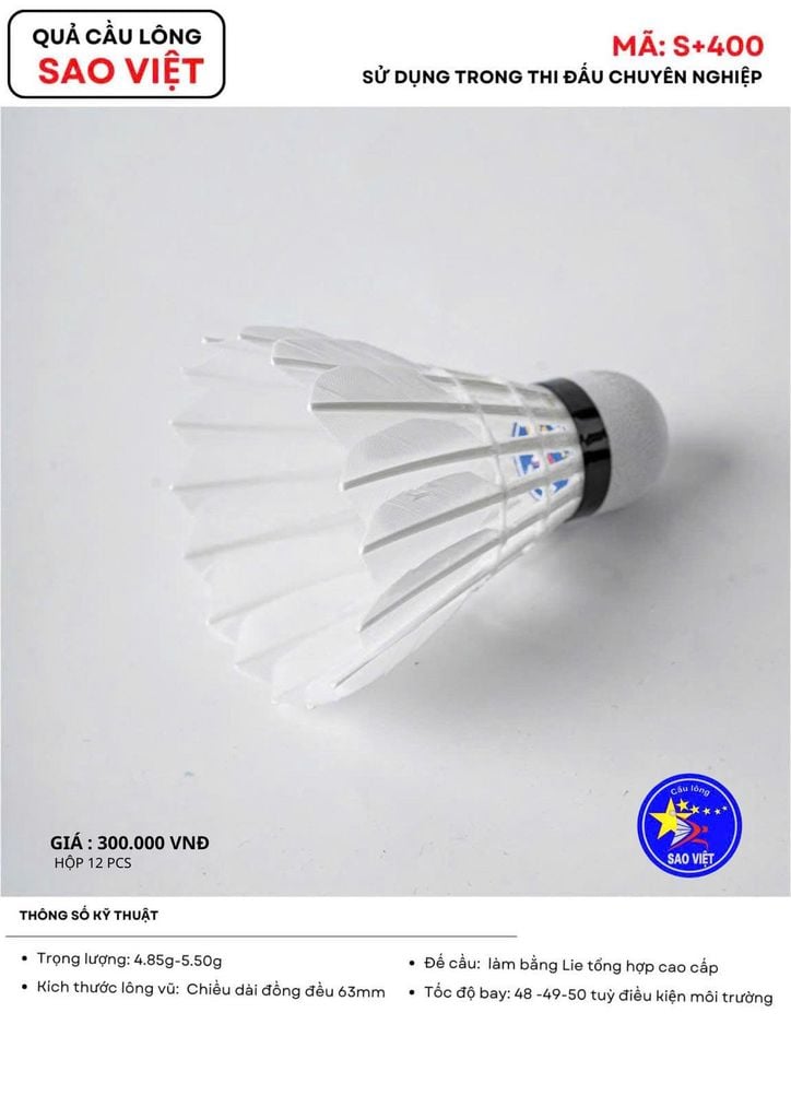 Hộp Cầu Lông Thi Đấu Sao Việt S400