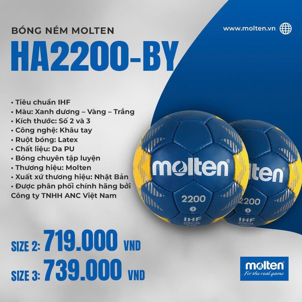 Bóng ném Molten H2A2200-BY – Size 2,3