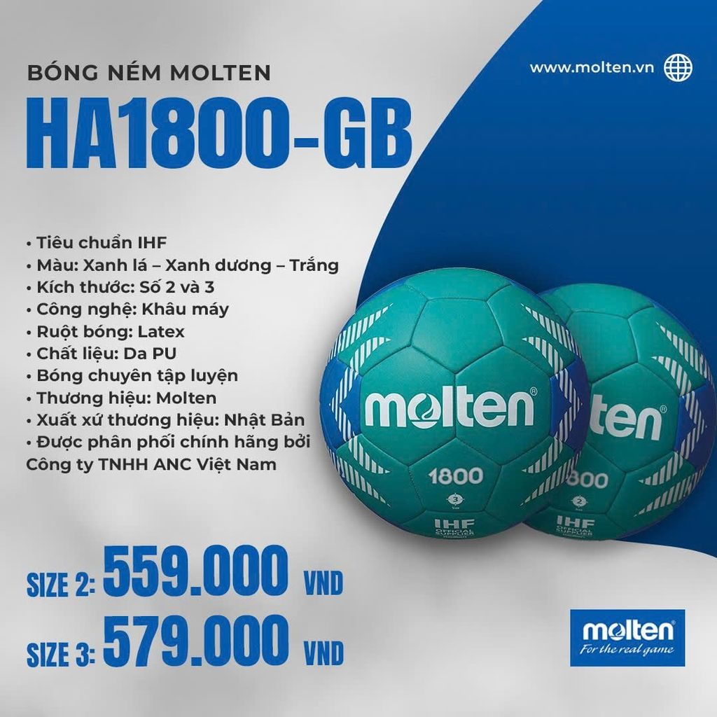 Bóng ném Molten H3A1800-GB – Size 2.3