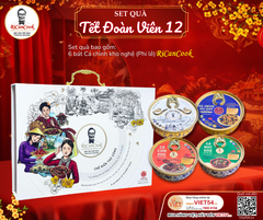 SET QUÀ TẾT ĐOÀN VIÊN 12 - RiCanCook - 1 Hộp mỹ thuật gồm 1 bát Cá Chình Kho Nghệ(Phi Lê) - 1 bát Cá Chình Kho Nghệ(Cắt Khoanh) - 2 bát Cá Cơm Kho - 2 bát Cá Nục Kho, 1 bát 250g