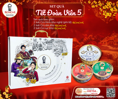 SET QUÀ TẾT ĐOÀN VIÊN 5 - RiCanCook - 1 Hộp mỹ thuật gồm 2 bát Cá Chình Kho Nghệ(Phi Lê) - 2 bát Cá Cơm Kho - 2 bát Cá Nục Kho, 1 bát 250g