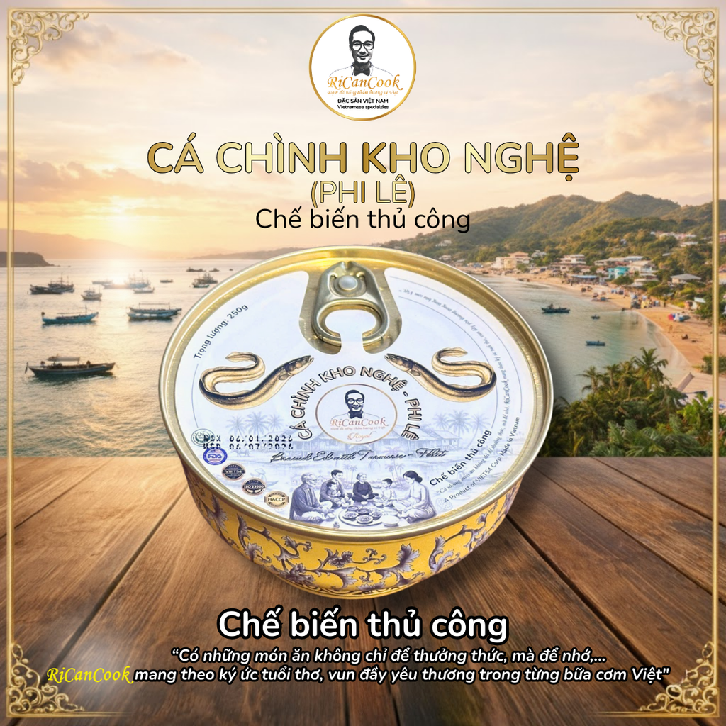 SET QUÀ CƠM NHÀ ĐÓN TẾT 8 - RiCanCook - 1 Hộp Bồi Sóng gồm 4 bát Cá Chình kho Nghệ(Phi lê), 1 bát 250g