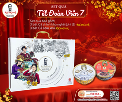 SET QUÀ TẾT ĐOÀN VIÊN 7 - RiCanCook - 1 Hộp mỹ thuật gồm 3 bát Cá Chình Kho Nghệ(Phi Lê) - 3 bát Cá Cơm Kho, 1 bát 250g