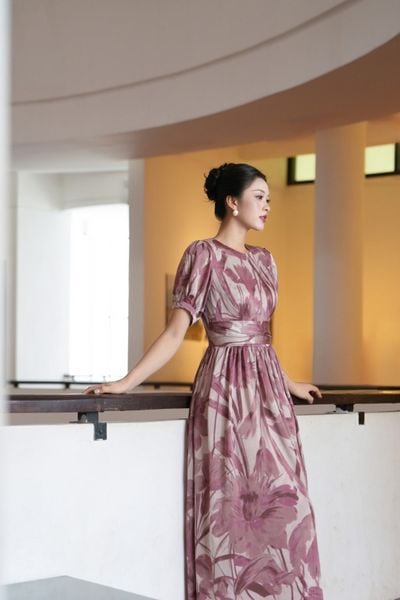  ĐẦM XẾP NHÚN ĐAI EO TAY BỒNG 