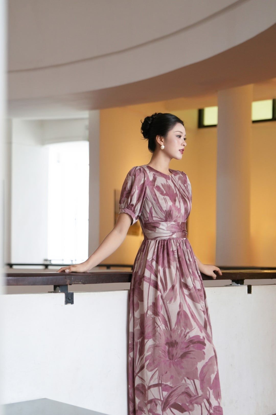  ĐẦM XẾP NHÚN ĐAI EO TAY BỒNG 