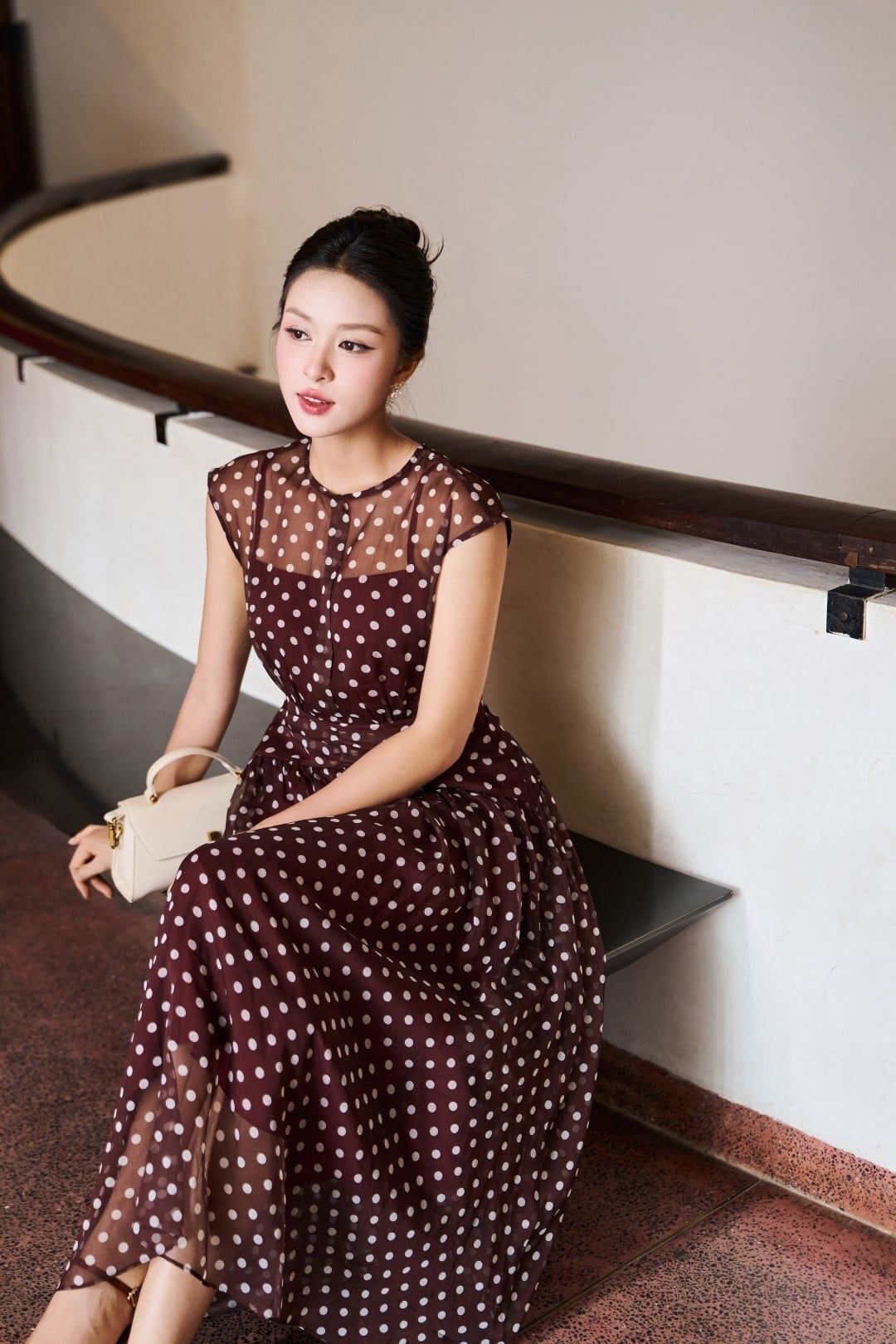  ĐẦM CHẤM BI ĐỎ NHÚN EO 