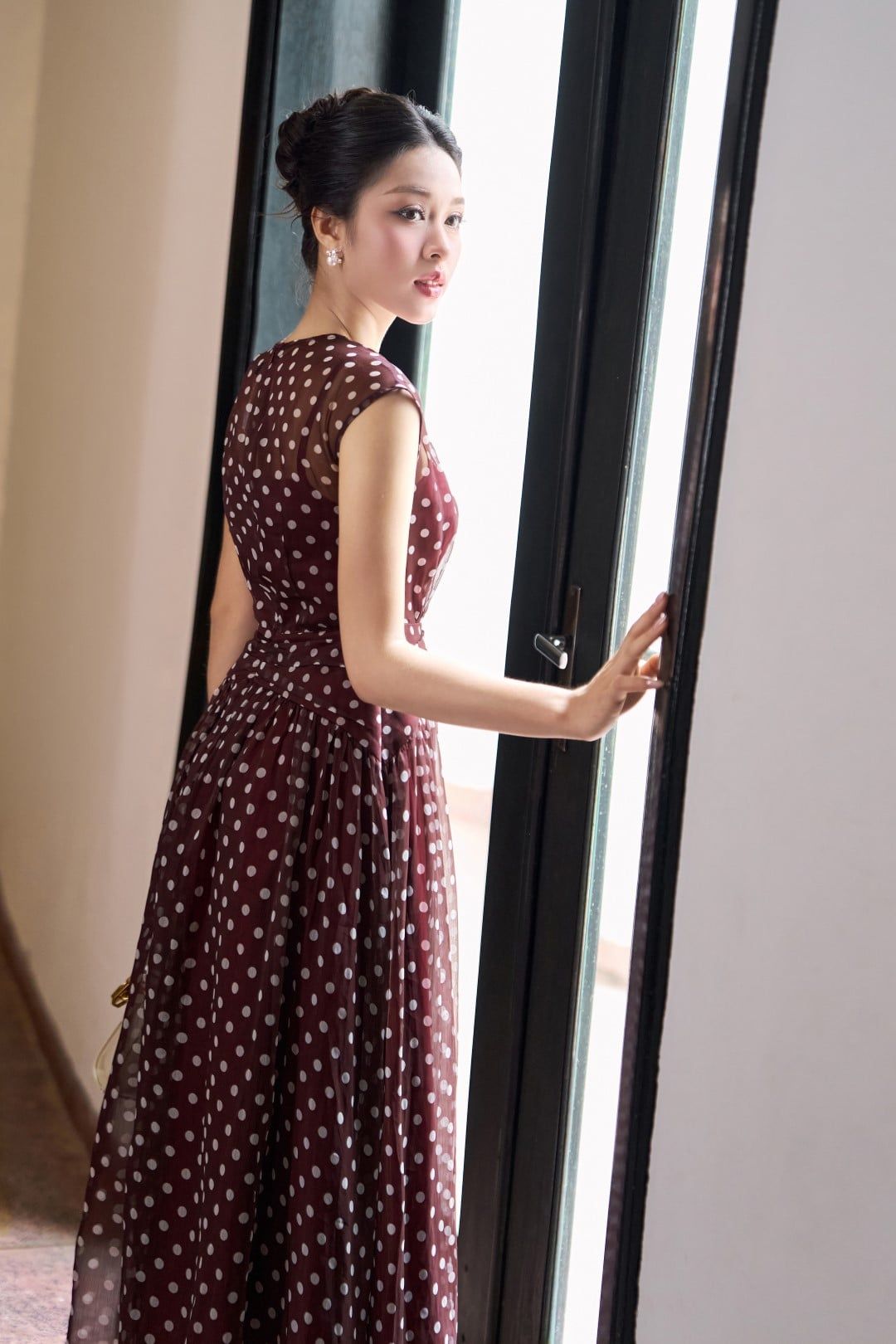  ĐẦM CHẤM BI ĐỎ NHÚN EO 