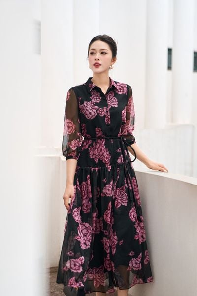  ĐẦM A DÁNG XUÔNG BUỘC DÂY EO 