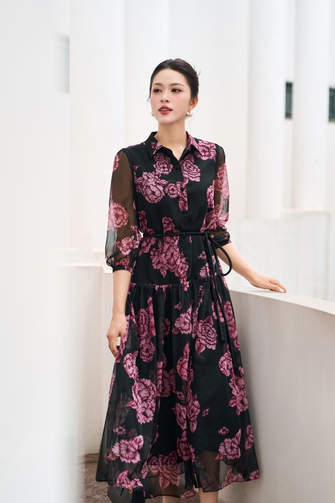  ĐẦM A DÁNG XUÔNG BUỘC DÂY EO 