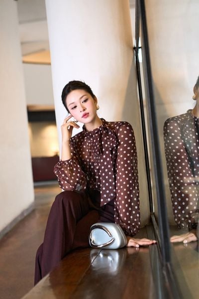  QUẦN XUÔNG RỘNG 1 LY  CẠP ĐÍNH CÚC KIỂU 
