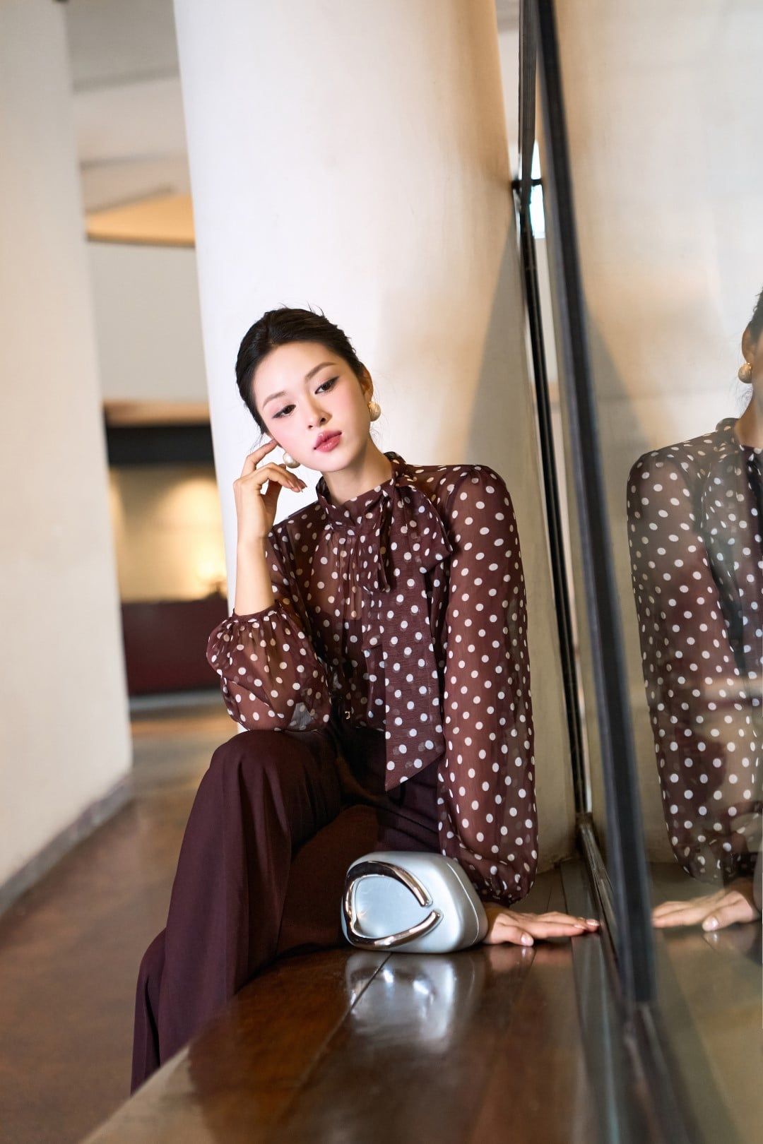  QUẦN XUÔNG RỘNG 1 LY  CẠP ĐÍNH CÚC KIỂU 