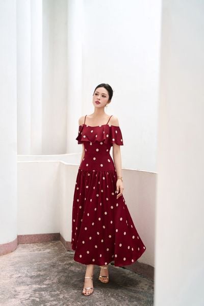  ĐẦM HAI DÂY ĐỎ CHẤM BI 