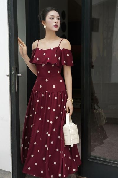  ĐẦM HAI DÂY ĐỎ CHẤM BI 