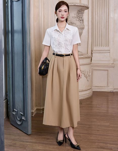  ÁO SƠ MI TRẮNG PHỐI REN NGỰC 