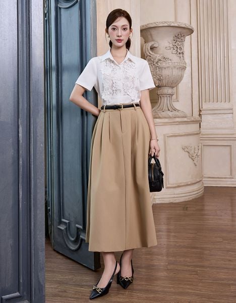  ÁO SƠ MI TRẮNG PHỐI REN NGỰC 