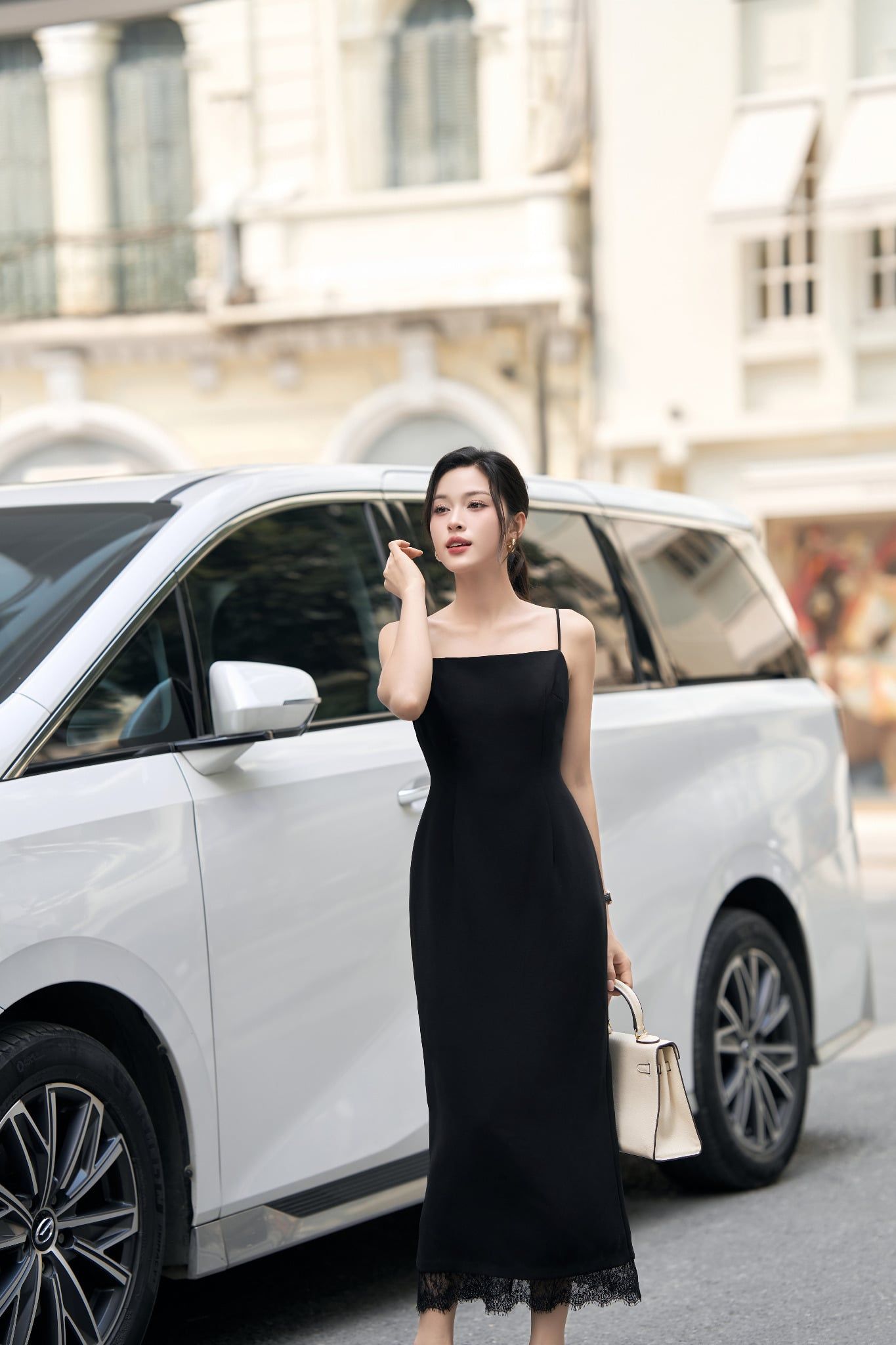  ĐẦM 2 DÂY ÔM EO GẤU PHỐI REN 