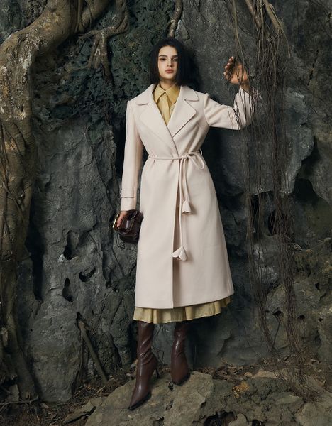  MĂNG TÔ DẠ BUỘC DÂY HOA EO 