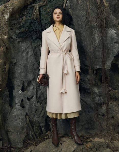  MĂNG TÔ DẠ BUỘC DÂY HOA EO 