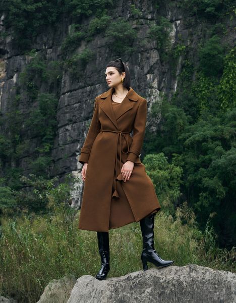  MĂNG TÔ DẠ BUỘC DÂY HOA EO 