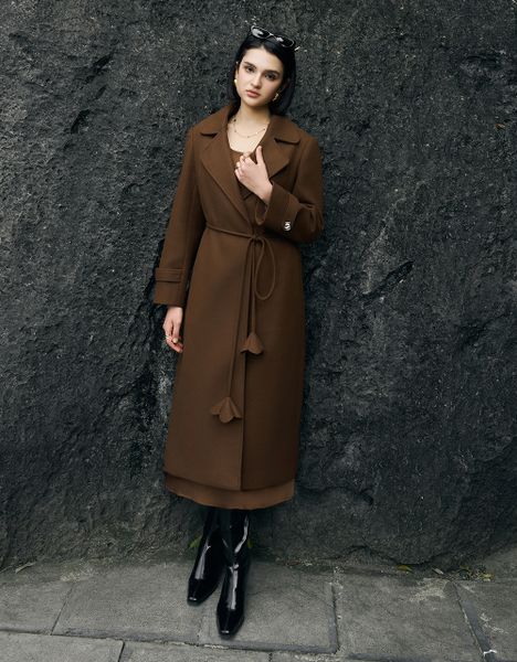  MĂNG TÔ DẠ BUỘC DÂY HOA EO 